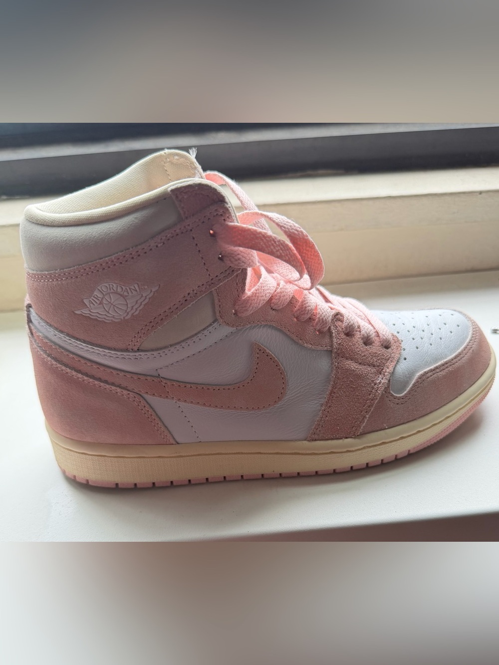 Air Jordan 1 Women's Retro High-Top OG Sneakers in Pink and White,